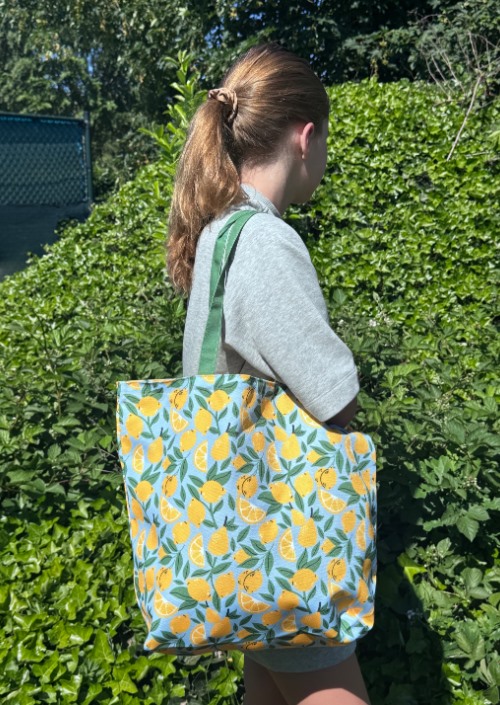 Dragen & Zo Canvas Shopper citroen print product detailfoto