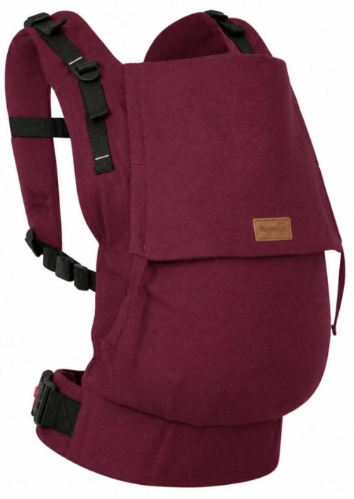 Hoppediz Buckle Toddler Burgundy bordeauxkleurige draagzak met zichtbaar gesp- en bandensysteem, vooraanzicht