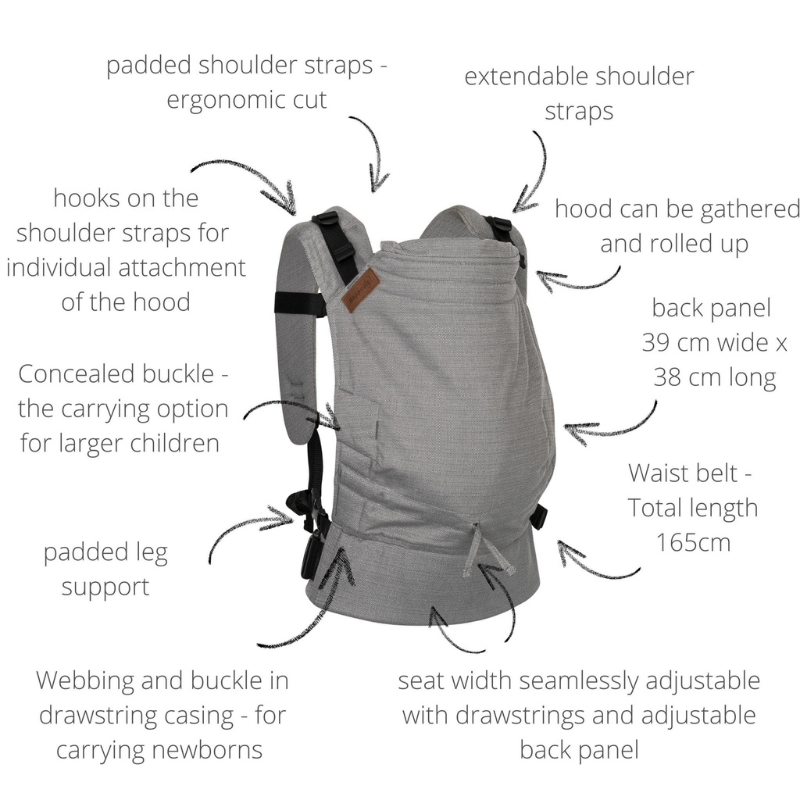 Hoppediz Buckle Baby Carrier Grenada Natural Linen