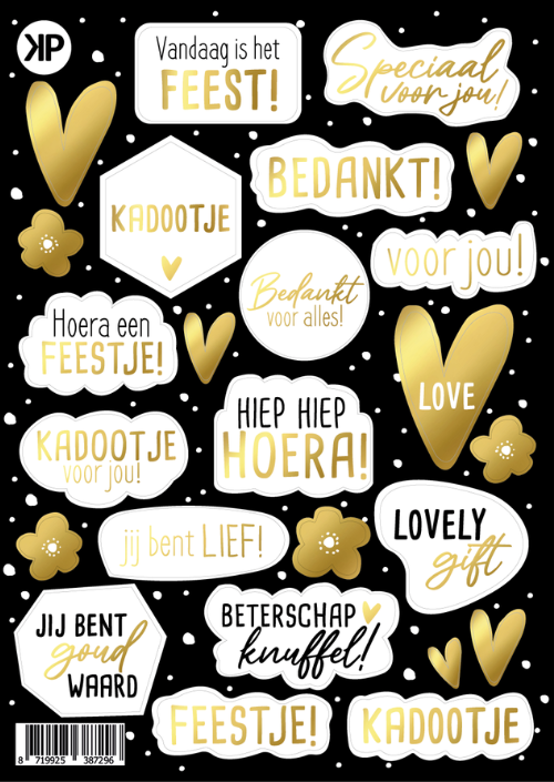 A5 Stickervel met 25 stickers BLACK/GOLD